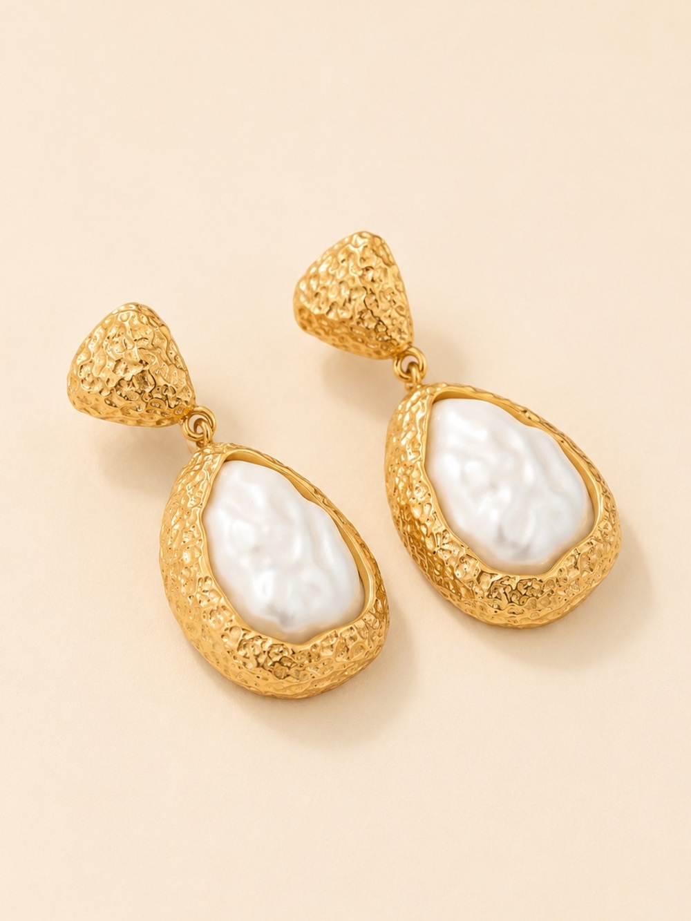 Baroque Pearl Gold Drop Earrings